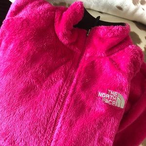 Pink fuzzy Northface fleece zip-up